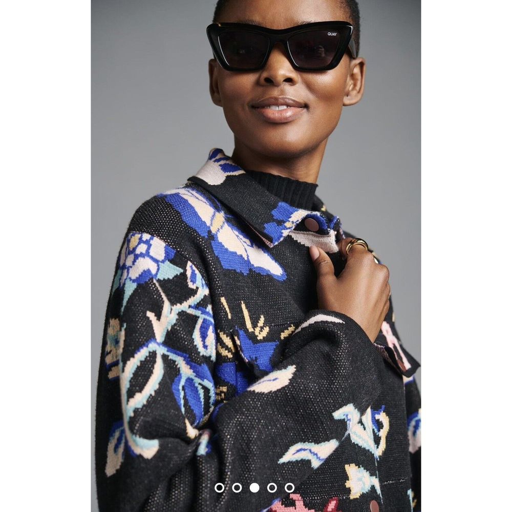 New By Anthropologie Printed Sweater Jacket size Medium - Picture 3 of 8